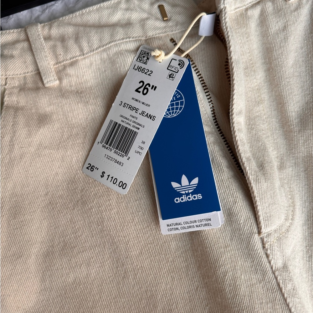 Adidas 3 stripe wide leg jeans NWT - Picture 2 of 5
